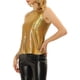 thumbnail image 4 of INSPIRE CHIC Top Metálico de Halloween para Mujer sin Mangas para Fiesta en Club Camiseta Brillante L Oro Claro, 4 of 6