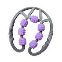 Ioensy - Rodillo Muscular Para Piernas, 7 Ruedas, Herramienta De Masaje Corporal Completo Para Codo De Golfista, Yoga, Gris Y Morado