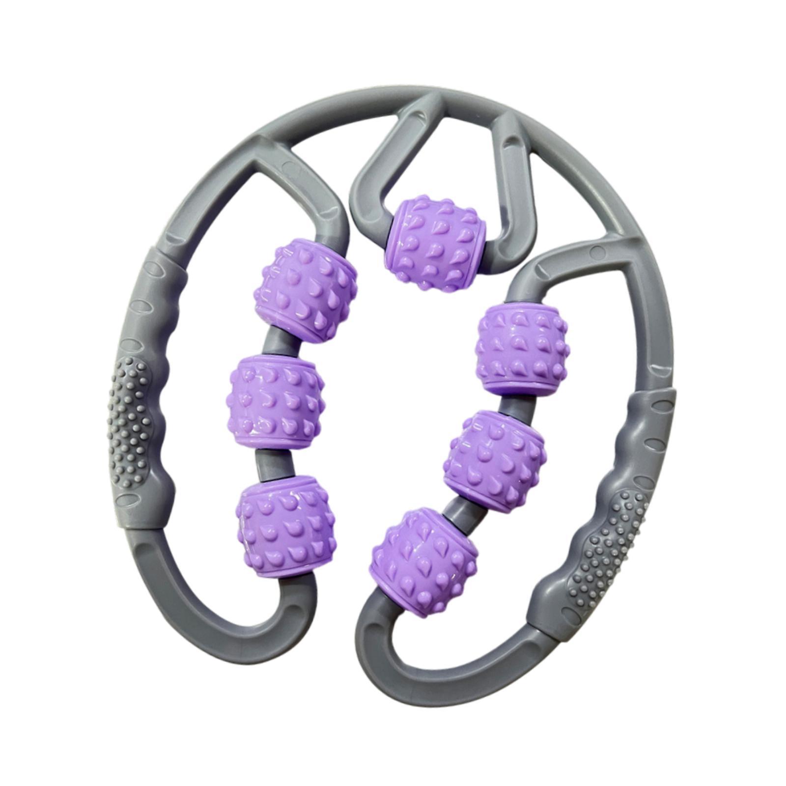 Ioensy - Rodillo Muscular Para Piernas, 7 Ruedas, Herramienta De Masaje Corporal Completo Para Codo De Golfista, Yoga, Gris Y Morado