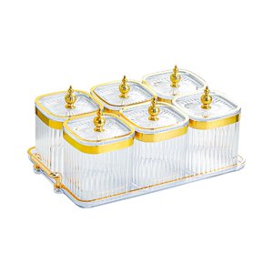 Magideal - Caja De Condimentos Dividida, Contenedor De Especias, Organización, Tarros De Condimentos, Tarro De Condimentos Para Cocina, Pimienta, Comedor, Fiesta 6 Tarros