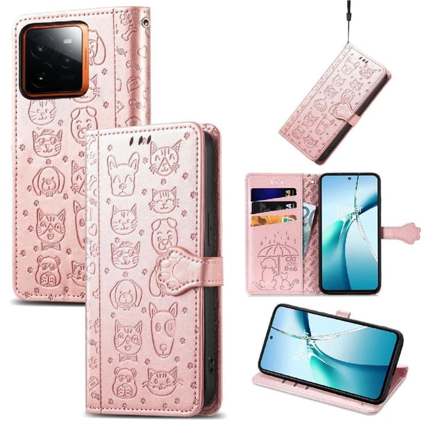 Funda Cartera FOXDOCK para Realme GT 7 Pro , Flip PU con Relieve de Gatos y Perros, Tarjetero y Soporte