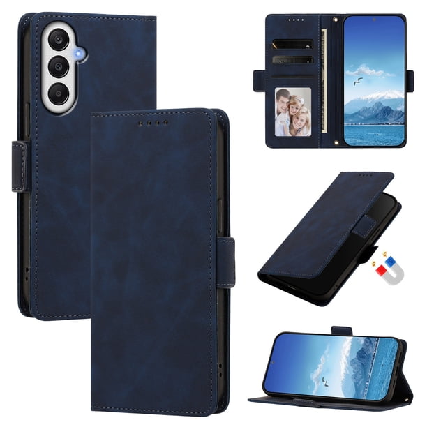 Funda Billetera Delgada para Samsung Galaxy A05s 4G con Ranuras y Soporte Azul oscuro