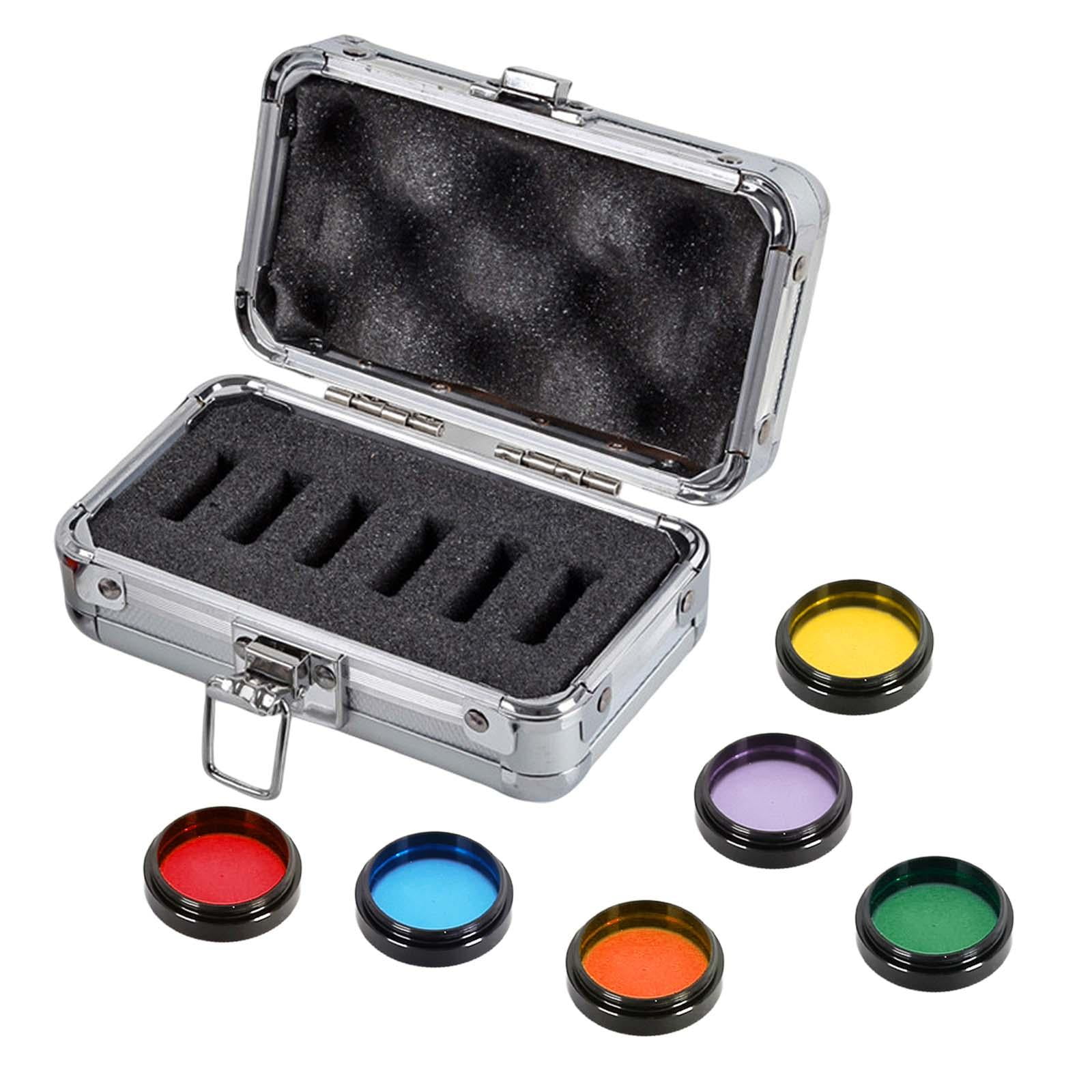 Magideal - Filtro De Lente De Telescopio Juego De 6 Colores 1.25 Pulgadas Con Caja De Almacenamiento Filtro De Ocular De Planetario Filtro Para Reemplazo