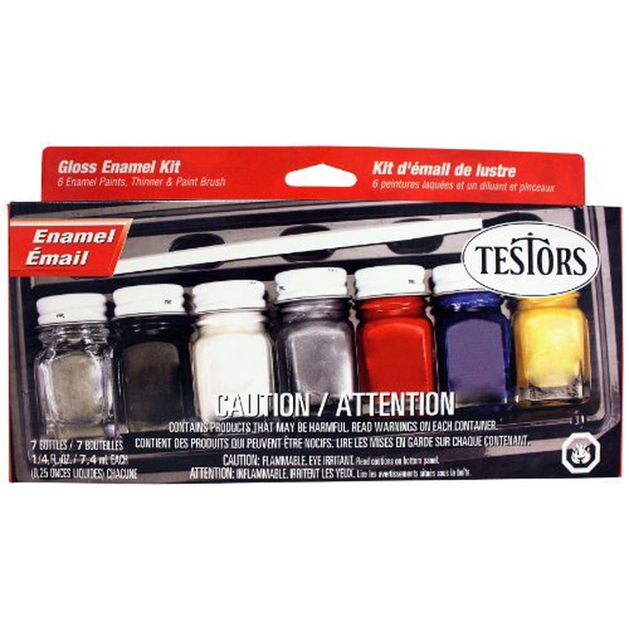 Rust Oleum Corp - Kit De Pintura Hobby Testors Gloss Esmalte Negro, Azul, Rojo, Plateado, Blanco, Amarillo