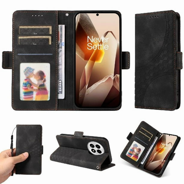Carcasa FOXDOCK OnePlus 13 de cuero PU, diseño acolchado clásico, protección contra caídas y rayones