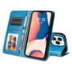 thumbnail image 3 of Funda tipo cartera FOXDOCK para iPhone 14 Pro Max , diseño girasol en relieve, cuero PU, cierre magnético, soporte y tarjetero, 3 of 5
