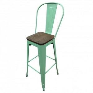 Tododescuento - Pack 4 Pisos Tolix 77 Cm Menta Mate Asiento Madera, Bar