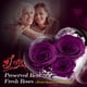thumbnail image 3 of Rosas moradas auténticas preservadas con collar y oso con la leyenda «Te quiero», 3 of 9
