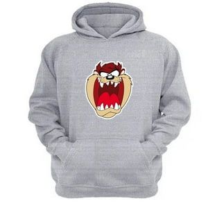Genérico - Polerón Canguro Taz Con Capucha Gris Claro Talla Xs Unisex
