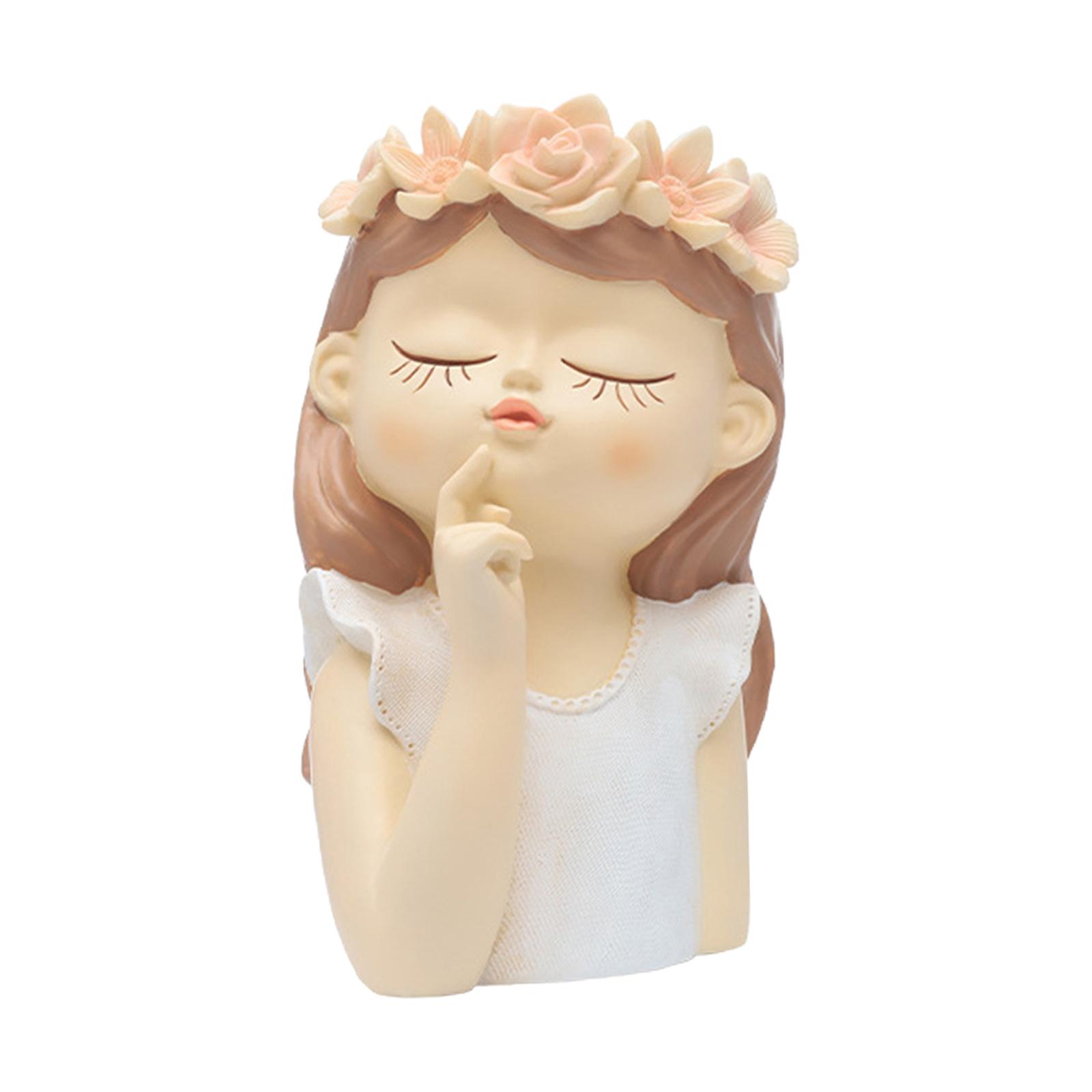 Bothyi - Busto De Niña Maceta Estatuilla Dibujos Animados Macetas Suculentas Para Cafe Chimenea Cocina Estilo B