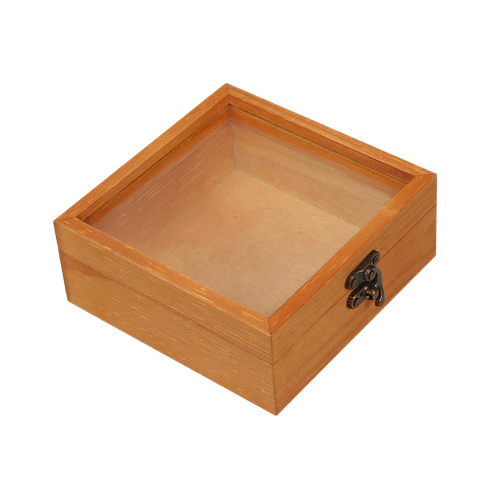 Bothyi - Caja De Almacenamiento De Madera, Manualidad Para Regalo Artesanal, Caja De Recuerdo Para Regalo De Dama De Honor, Decoración, Tapa De Cristal, 12X12X5Cm