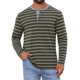thumbnail image 1 of Camisetas Henley de Manga Larga a Rayas de Colores Contrastantes para Hombre 2XL Verde Oscuro, 1 of 6
