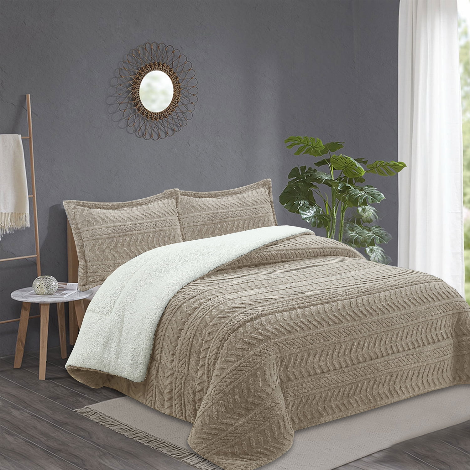 Andes - Plumon Chiporro Jacquard Beige 1 5 Plaza