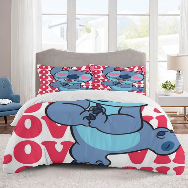 Stitch Bedding Sets Cartoon Duvet Cover Lightweight 3 Piece Bet Sets for Kids Boys Girls