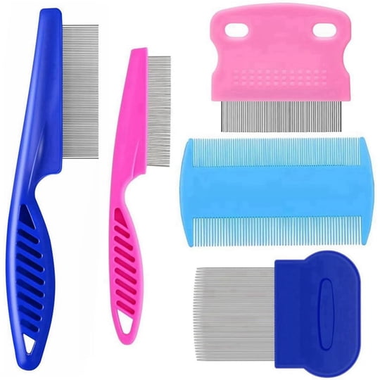 Juwantu - Set De 5 Peines Antipulgas Y Liendreros De Acero Inoxidable Para Perros Y Gatos
