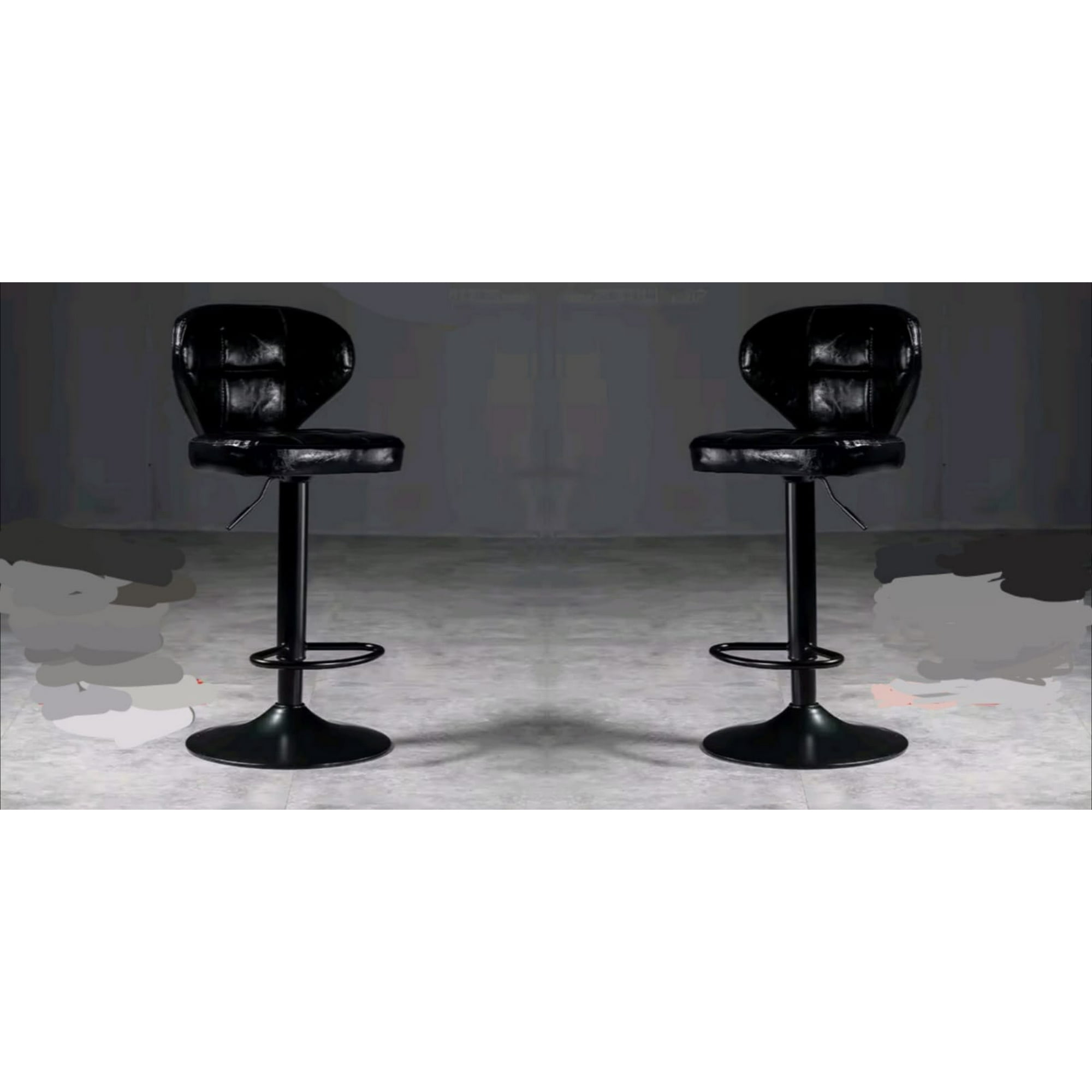 Artihogar - Pack Sillas Bar Alex Nordic Taburete Ecocuero Negro/negro