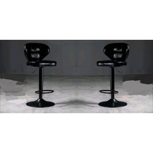 Artihogar - Pack Sillas Bar Alex Nordic Taburete Ecocuero Negro/Negro