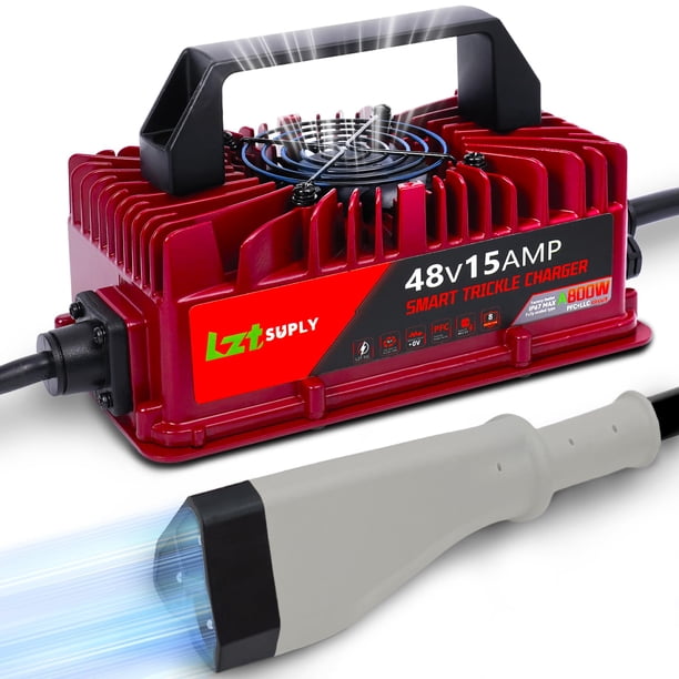 Cargador de Baterías Lztsuply 48V 15A IP67 Impermeable para Carritos de Golf EZGO RXV y TXT