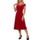 thumbnail image 2 of INSPIRE CHIC Vestido de Terciopelo para Mujer Fuera del Hombro Vintage Cóctel de Noche Vestidos Línea A S Rojo, 2 of 5