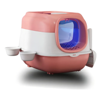 Genérico - Arenero Sanitario Cerrado Para Gato Con Pala Puerta Abatiblekit Inicial Para Gato Con Bebedero Y Luz Esterilizadora Gatos Cuencoevita Las Salpicaduras De Arenarosa