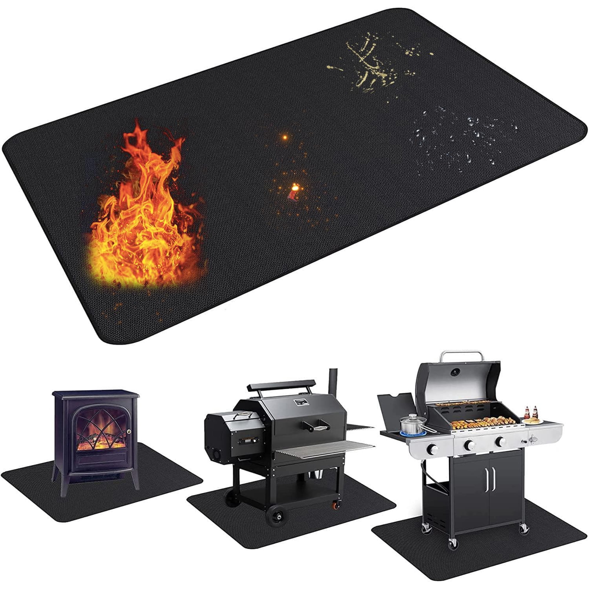 Ubeesize - Alfombrilla Para Barbacoa, Tamaño Grande, 165 X 122 Cm, Resistente Al Fuego, Para Exteriores