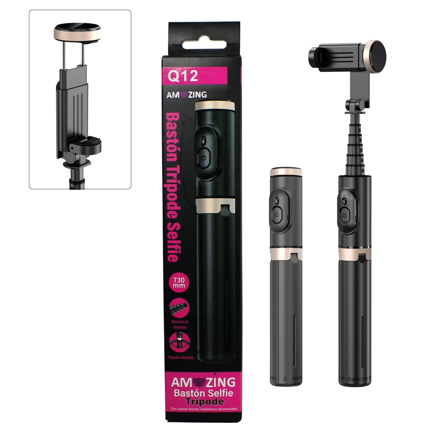 Amazing - Bastón Selfie Q12 (trípode / Con Control Remoto)
