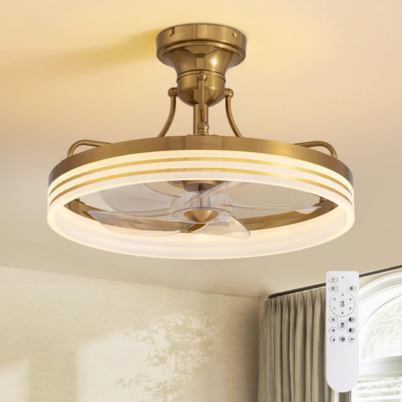 Ventilador de techo MOOONICHE 51 cm dorado con LED y control remoto