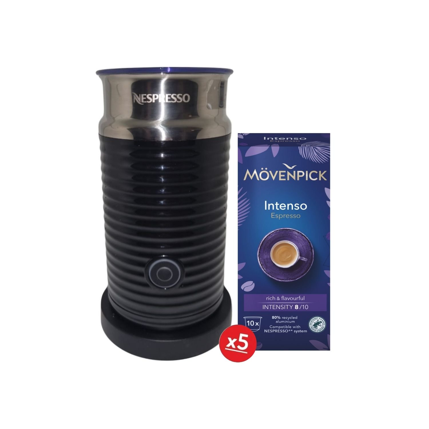 Espumador De Leche Aeroccino 3 Color Negro + 50 Cápsulas Café