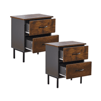 Habita2 Chile - Pack 2 Velador Vintage Diseño Rustico Metalico Cubierta Mdf - 2 Cajones