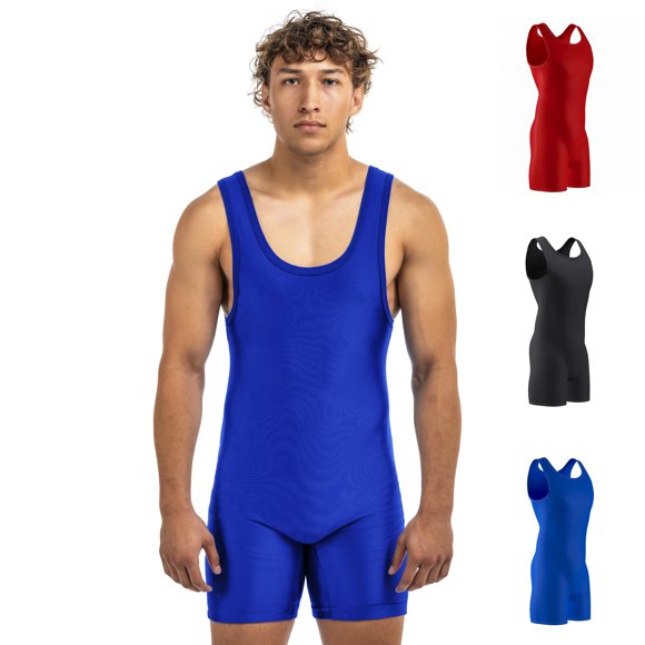 Matman Edge Singlete de lucha para hombre y niño, spandex, color sólido para levantamiento de pesas (Royal, 4XS)
