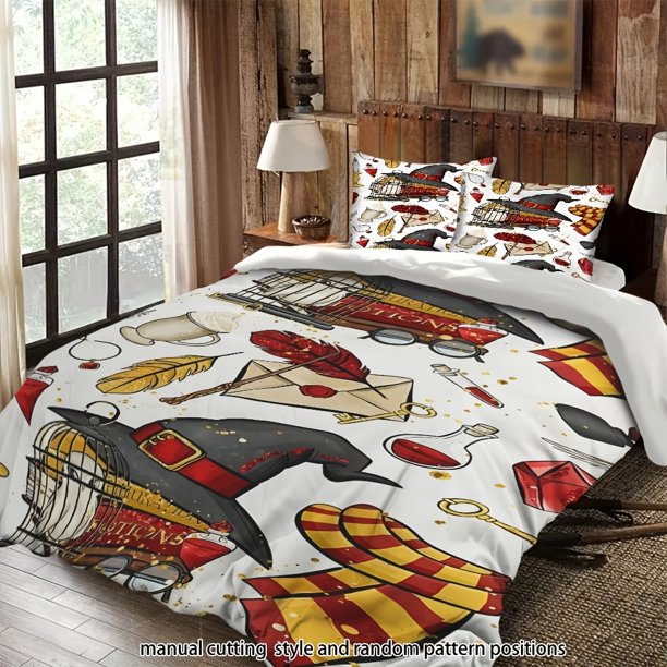 Bedding Warner Bros Wizard Hat Owl Magic Book Magic Elements Mysterious Theme Suitable for All Seasons Machine Washable Includes Pillowcases Suitable for Bedroo