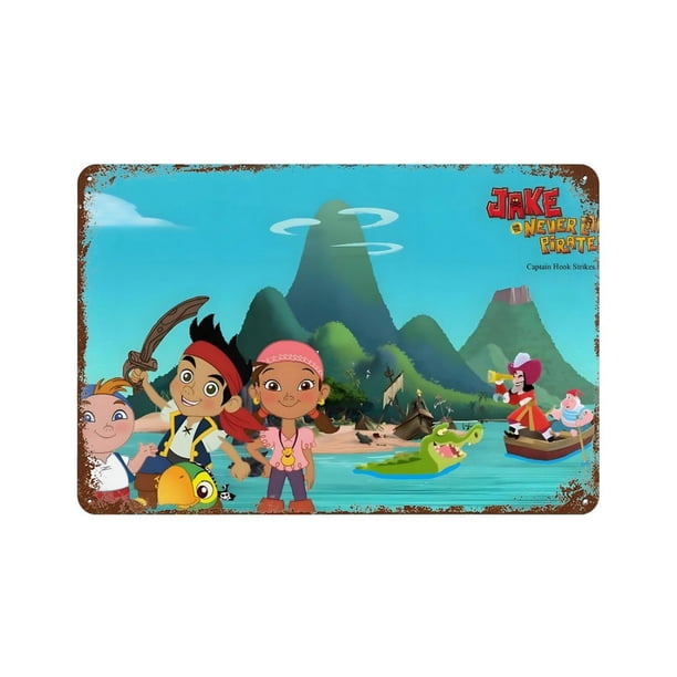 Jake y los Piratas de Nunca Jamás Cartel Metálico, Decoración de Pared de Cartel Metálico Personalizado para Regalos de Fans, Amigos, Familia y Amantes 30*40cm