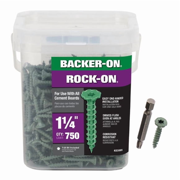 Tornillos para placas de cemento Backer-On Rock-On, número 9 x 3,2 cm, 750 unidades