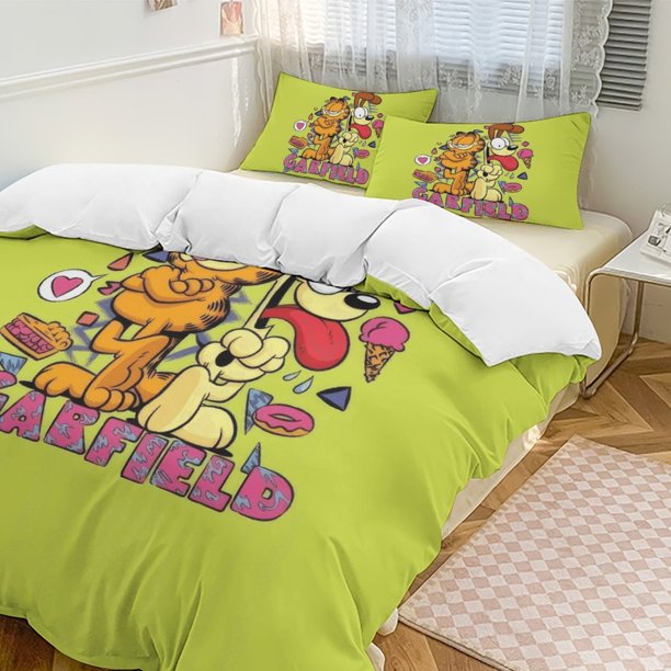 Green Garfield Comforter Set Soft 3 Pcs Twin Bedding Sets Thicken for All Season