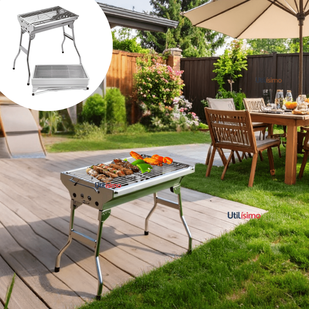 Line - Mini Parrillera Portátil Acero Inoxidable Plegable A Carbón