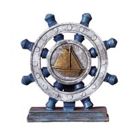 Bothyi - Volante De Barco Adorno De Timón Náutico Estilo Mediterráneo Para Escritorio Azul