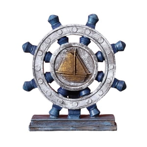 Bothyi - Volante De Barco Adorno De Timón Náutico Estilo Mediterráneo Para Escritorio Azul