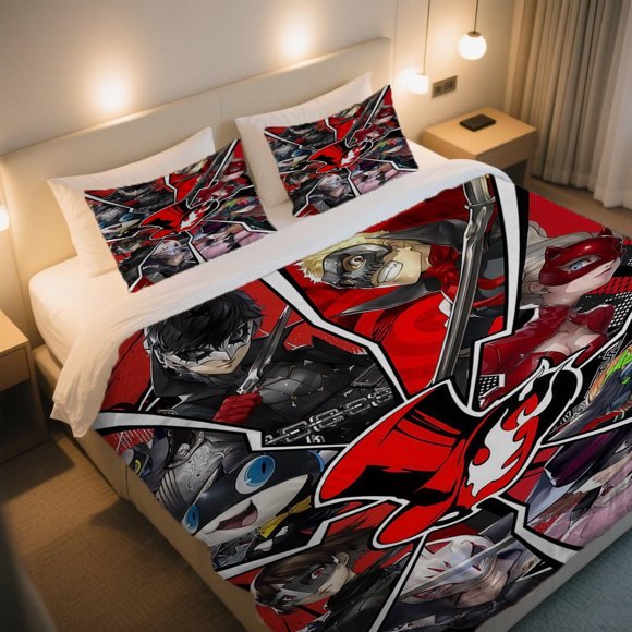 Persona 5 Dynamic Art Duvet Cover Set Digital Print Bedding ThreePiece Duvet Cover Set