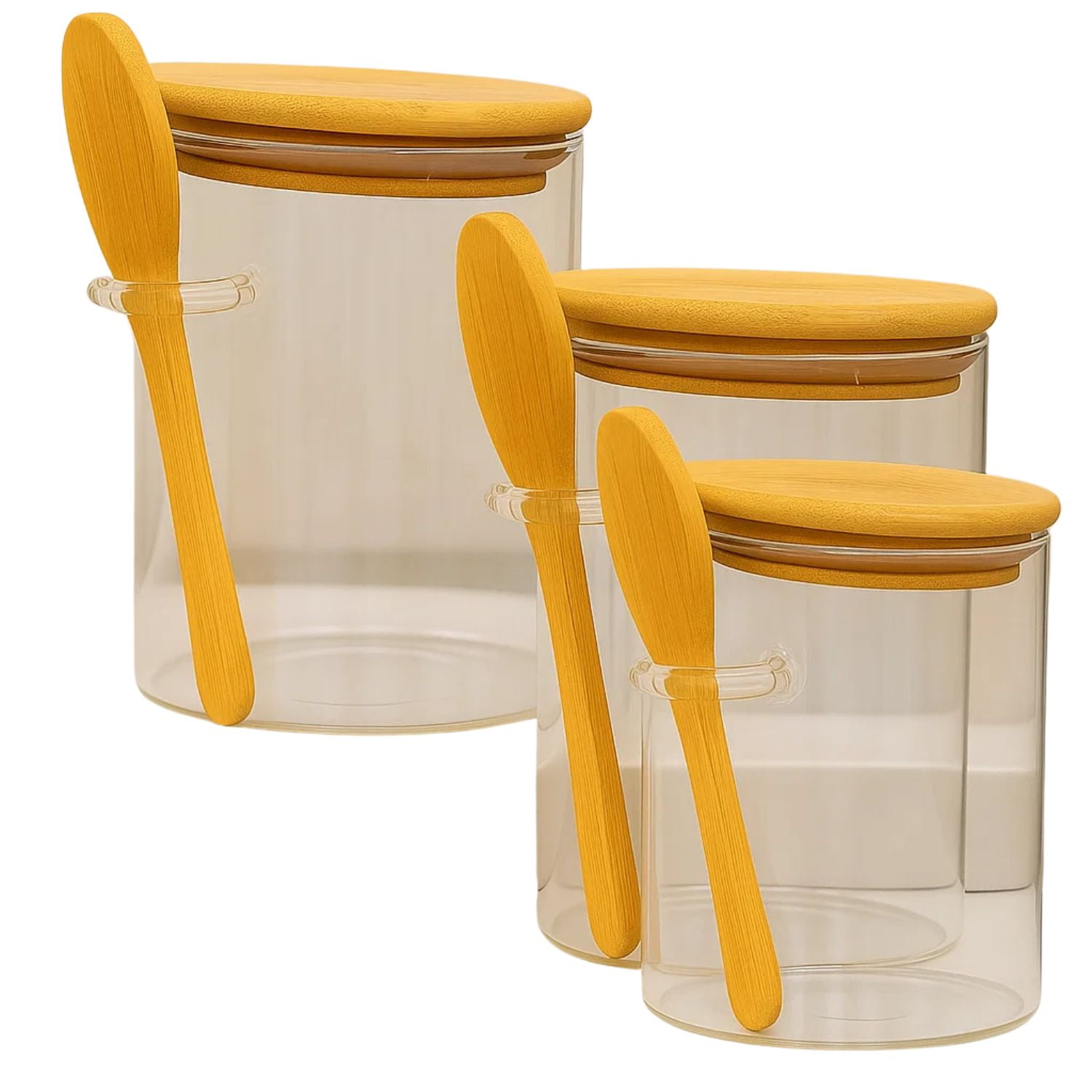 Disparo - Set 3 Frasco Contenedor Hermetico 450ml 10cm Redondo Cuchara