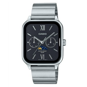 Reloj Casio Standard Análogo Fase Lunar Acero Inoxidable Esfera Negra Cuarzo Mtp-M305D-1A2V Para Hombre