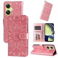 Funda Tipo Cartera Foxdock Para Oneplus Nord Ce 3 Lite , Diseño Girasol En Relieve, Cuero Pu, Cierre Magnético, Soporte Y Tarjetero