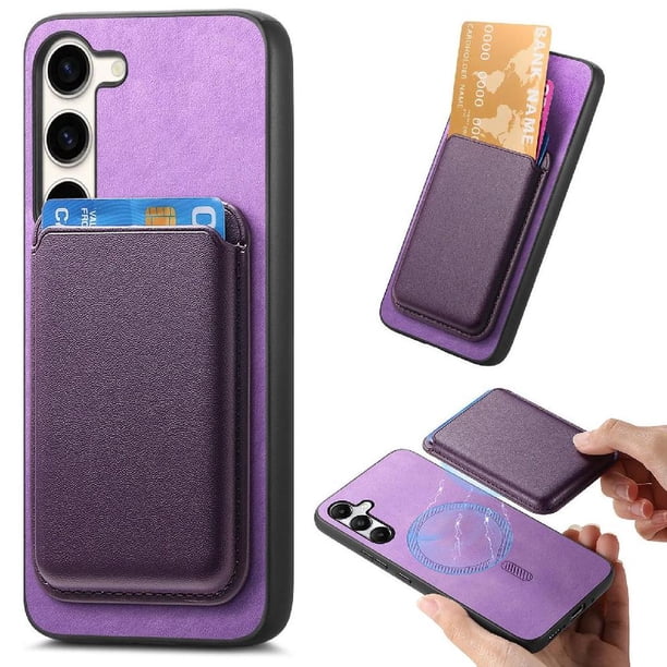 Funda de Cuero Magnética con Tarjetero para Samsung Galaxy S23 Plus Cubierta Delgada Morado