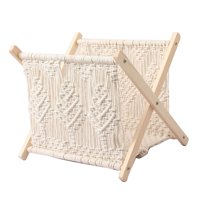 Magideal - Revistero De Macramé Para Decoración Del Hogar, Revistero Rústico, Cesta Decorativa Para Libros, Estante Para Periódicos Para Guardería, Escritorio Y