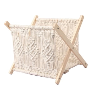 Magideal - Revistero De Macramé Para Decoración Del Hogar, Revistero Rústico, Cesta Decorativa Para Libros, Estante Para Periódicos Para Guardería, Escritorio Y