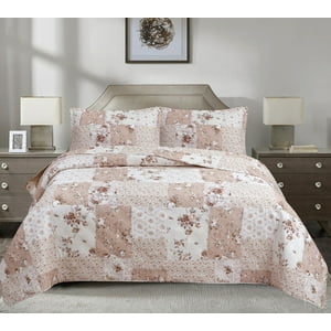 Quilt Andes Estampado Patchwork Beige 2 Plazas