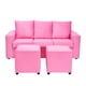 thumbnail image 1 of Living Kendy Sofa 3 Cuerpos + 2 Poufs Felpa Rosado, 1 of 6