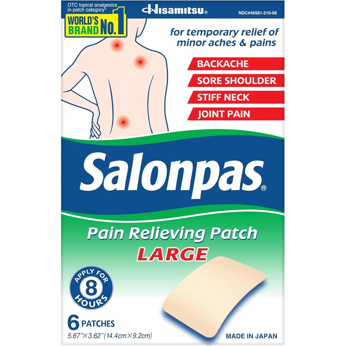 Parche Analgasico Salonpas Grande 6 Unidades Dolor Espalda