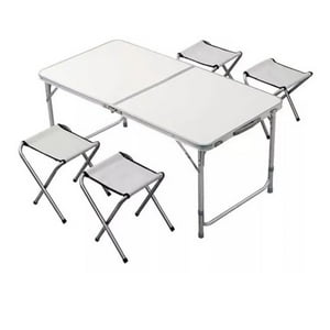 Citohome - Pack De Mesa Plegable Con 4 Sillas Para Camping En Color Blanca - Mesas Y Sillas Portátiles