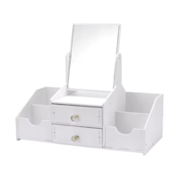 Genérico - Organizador De Maquillaje Con Espejo Y Cajones Cosmetiquero Multiuso Blanco Compacto