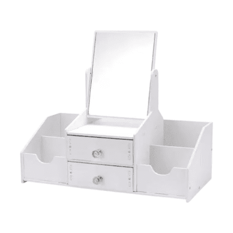 Genérico - Organizador De Maquillaje Con Espejo Y Cajones Cosmetiquero Multiuso Blanco Compacto